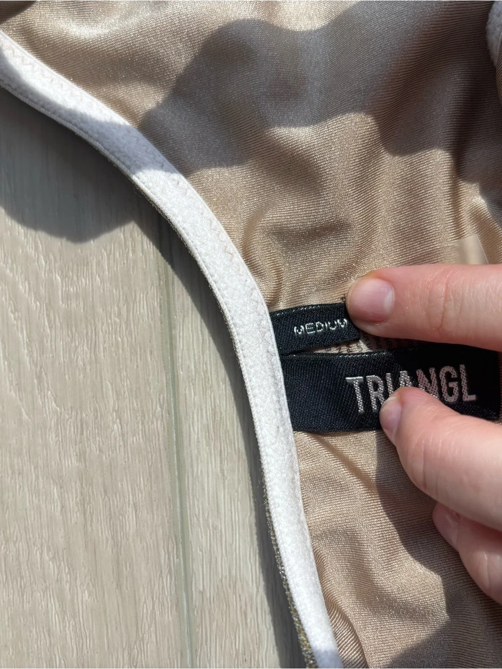triangl swimwear Shimmery Gold Asymmetric Bikini Size Medium